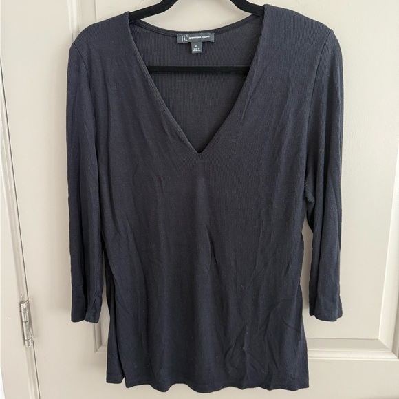 INC black ribbed v-neck lightweight sweater size XLarge - Picture 3 of 7